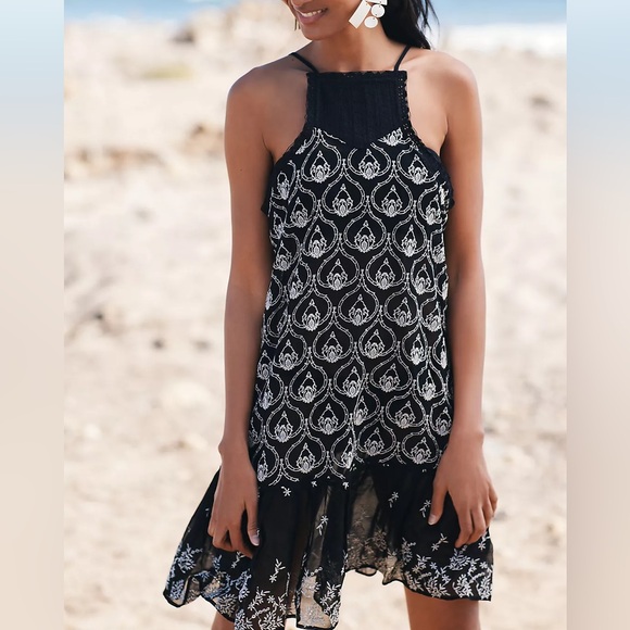 Anthropologie Dresses & Skirts - By Anthropologie women’s semi Sheer Embroidered Mini Dress XS